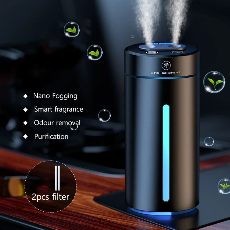 Vehicle Humidifier H2O Ultrasonic Spray 200ML Smart Work Usb 1500mah Wireless Perfume Aroma Diffuser Visable Dual Humidification