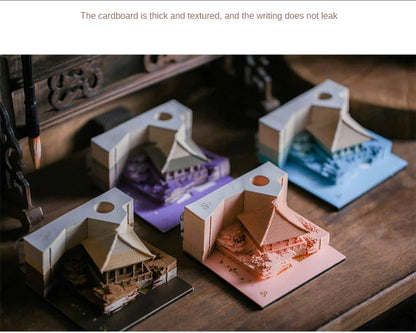 Omoshiroi Block  3D Memo Pad Arch Pavilion Notepad Led Diy Craft Office Accessories Wedding Bridesmaid Gift Message Note Paper