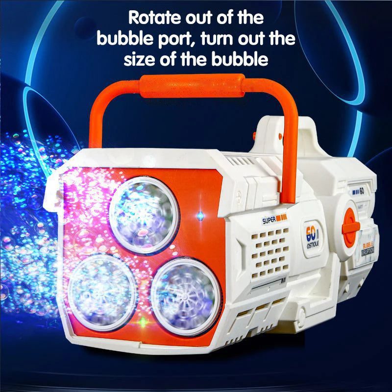 60 Holes Handheld Bubble Gun Electric Automatic Soap Bubble Machine With LED Light Outdoor Wedding Party Game Kids Toys Gifts