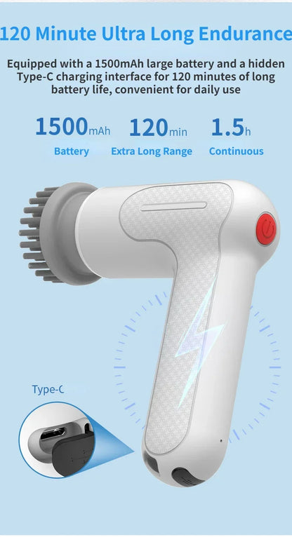 9-in-1 Electric Cleaning Brush Wireles Electric Spin Cleaning Scrubber Electric Cleaning Tool Kitchen Bathroom Cleaning Machine