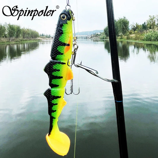Spinpoler 16cm 22cm T Tail Swimbait Soft Bait Pike Lures 3 Jointed Plastic Shad Wobbler Ocean Beach Boat Fishing Tackle Peche