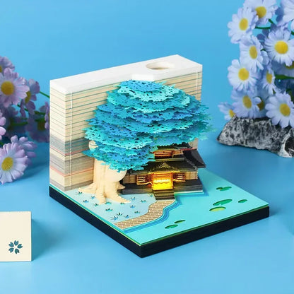 Treehouse 3D Desktop Calendar Sticky Notes Creative Crafts Souvenirs Paper Carvings Post-it Notes New Year Gifts Office Ornament