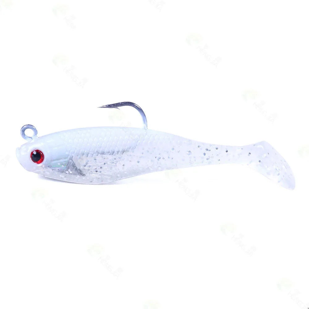 Sea Fishing Jigs Head Silicone Soft Bait 8cm-10g T tail Wobbler Fishing Lure Artificial Rubber Bait Swimbait Fishing Tackle