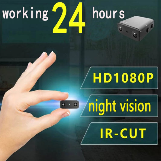 Mini caméra Full HD 1080P la plus petite avec vision nocturne infrarouge et détection de mouvement IR-CUT DV Prise en charge de la carte TF cachée