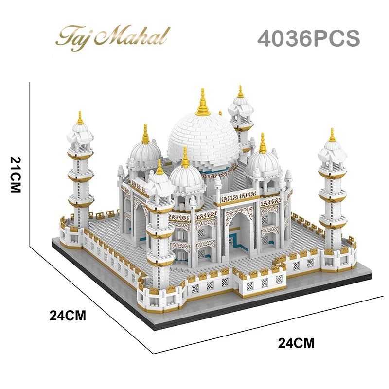 4036PCS MOC City Mini Bricks Taj Mahal World Famous Architecture Micro Model India Building Blocks Creative Sets Kids Toys