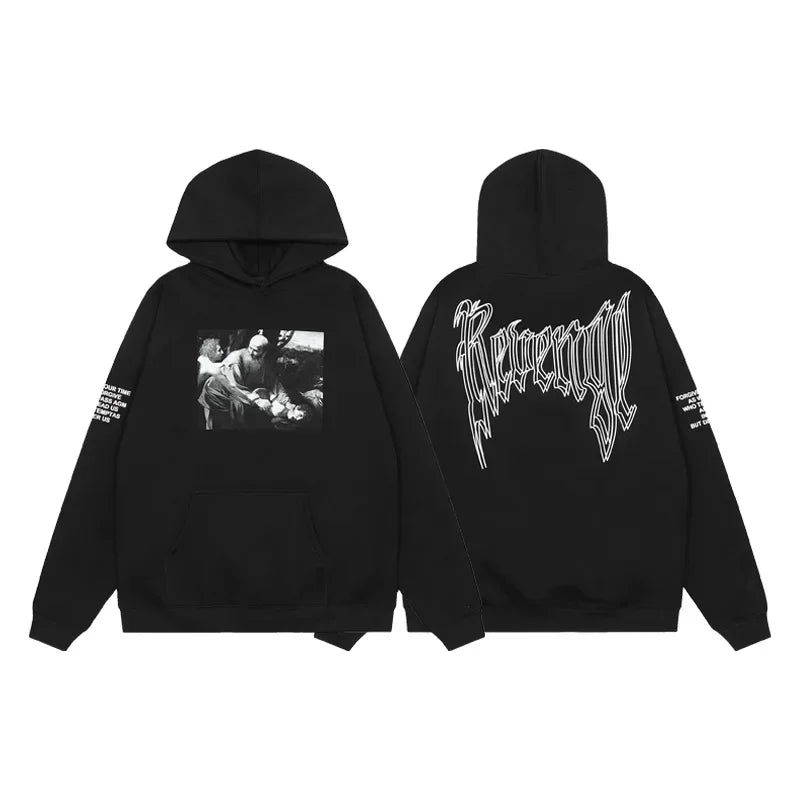 American Street Style Pattern Printed Hooded Sweater Men's and Women's Autumn and Winter Casual Fashion Couple's Coat