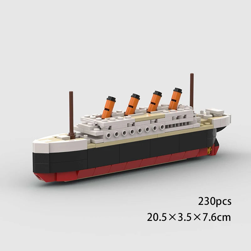 RMS Cruise Sank Titanic Break In Half With Case Model Sets Ship Building Blocks MOC Shipwreck Boat Construction Kid Toys Gifts