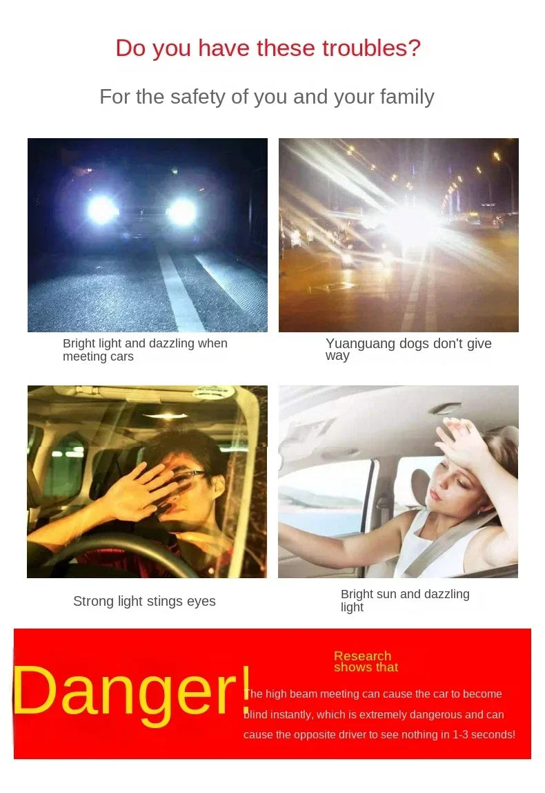 2 in 1 Car Sun Visor Goggle Night Vision Driving HD Anti Sunlight Dazzling Day Mirror Anti-UV Auto Interior Mirrors Sunshades