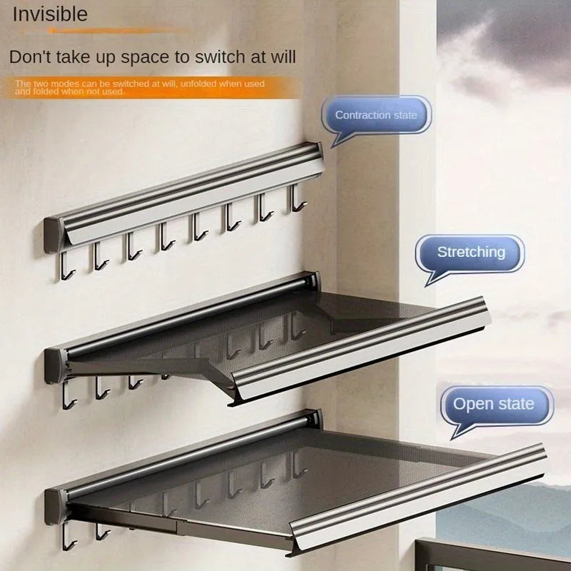 Balcony Drying Racks Foldable Multifunctional Stainless Steel Sock Drying Shelf Window Retractable Drying Clothes And Shoes Rack