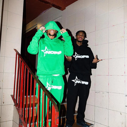 2024 New 2 Piece Set Letter Printing Streetwear Y2K Men's Hip Hop Oversized Hoodie Sweatshirt Sweatpant Casual Pants Sportswear