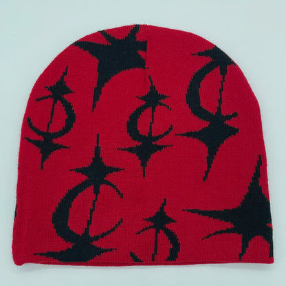 2024 New Knitted Hat Front And Back Jacquard Star Pattern, Street Fashion Trend Personality Skullcap Adult Hat