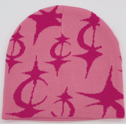 2024 New Knitted Hat Front And Back Jacquard Star Pattern, Street Fashion Trend Personality Skullcap Adult Hat