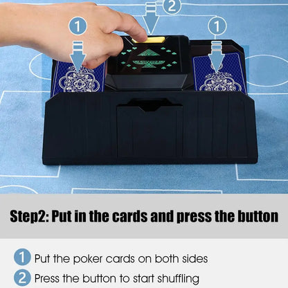 timing Auto Playing Cards Shuffle Electric Poker Shuffler Machine Battery Operated Poker Playing Tool Holds 1-2 Decks of Cards