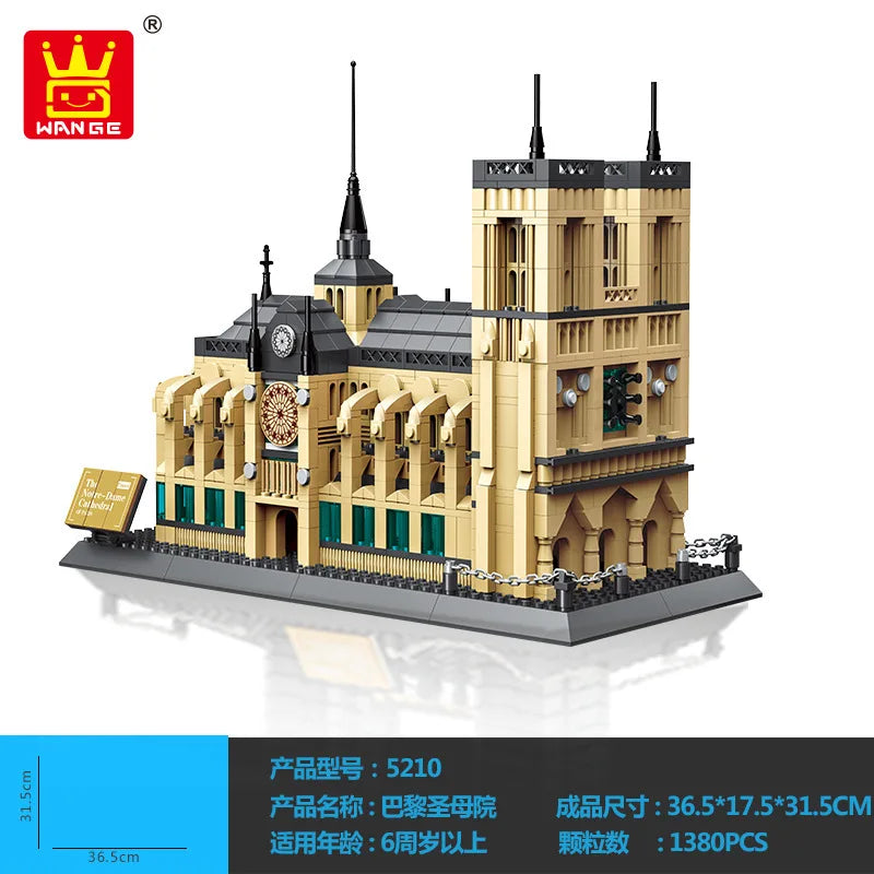 Wange Blocks World Architecture Building Bricks Castle Villa House Big Ben Church DIY Toys for Man Gifts Girl Adult Present
