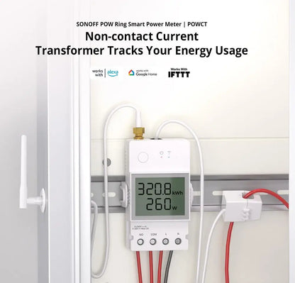 SONOFF POWCT POW Ring Smart Power Meter Energy Monitor 100A WiFi Smart Home Switch Support Contactor Control Alexa Google Home