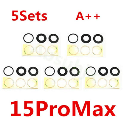 Absuhjx 5sets A++ Back Camera Glass Lens for iPhone 11 12 13 Pro Max 13Mini 14 14Plus X XS XR Rear Cam Holder