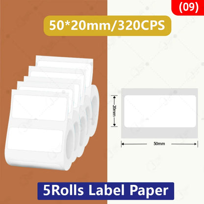 5 Rolls 30-50mm Thermal label Paper Rolls White Color Waterproof for Niimbot B1 B21 B203 B3S Label Printer Barcode Name Printing