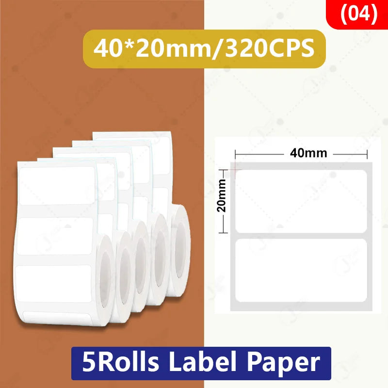 5 Rolls 30-50mm Thermal label Paper Rolls White Color Waterproof for Niimbot B1 B21 B203 B3S Label Printer Barcode Name Printing