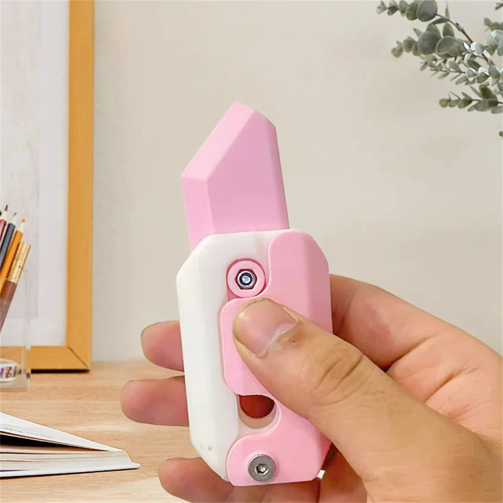 3D Printing Gravity Knife Cub Jumping Small Radish Knife Mini Model Pendant Push Card Decompression Toy Mini Butterfly Knife