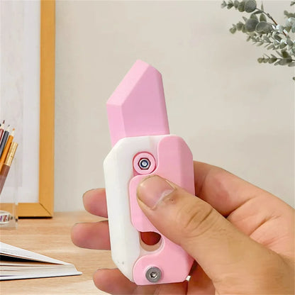 3D Printing Gravity Knife Cub Jumping Small Radish Knife Mini Model Pendant Push Card Decompression Toy Mini Butterfly Knife
