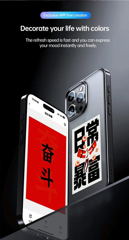 Smart NFC Phone Case For iPhone 15 13 14 Pro Max E-ink Screen Display Refresh Photos Via APP Anime Characters Couple Phone Cover