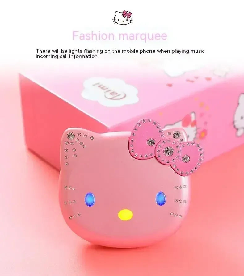 Sanrio Hello Kitty Flip Phone New Cartoon Cute Children White Pink Kawaii Mini Phone Children Birthday Gifts Fashion Model Toys