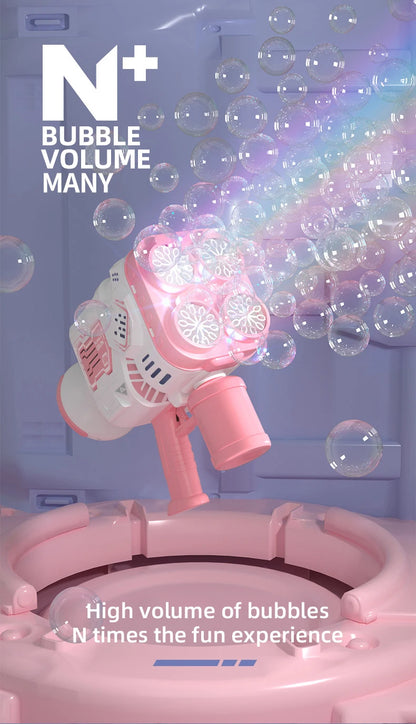 Pistolet à bulles automatique Machine à bulles de savon électrique LED N-Hole Bubble Maker Blower Bubble Guns Jouet Jeu de plein air Cadeau de fête de mariage