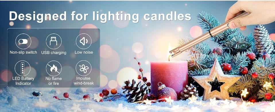 360° Outdoor Kitchen Lighter USB Rechargeable Portable Electronic Lighter Safety Lock Eco-friendly For Candles Gas Stoves
