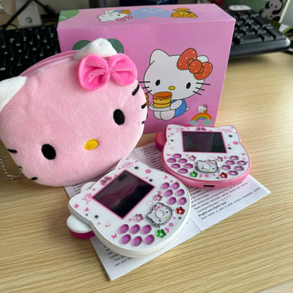 2024Hot Sanrio Hello Kitty Kawaii Mini Flip Phone I68 Girl Mobile Phone Student Anime Phone Music Mobile Phone Kid Birthday Gift
