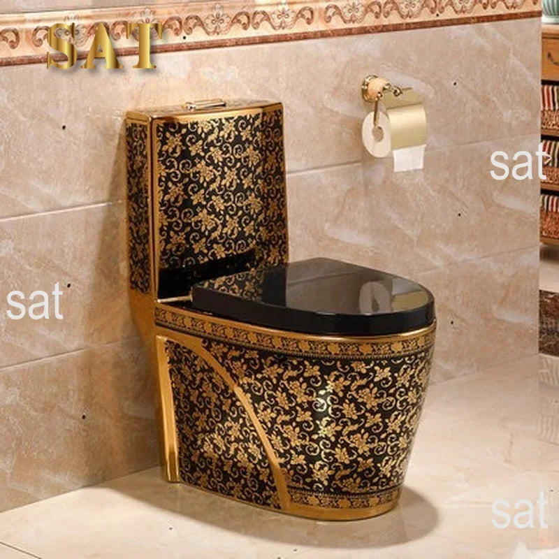 Safe and Comfortable Luxury Western Bath Ceramic Gold Toilet S Trap  WC Toilet