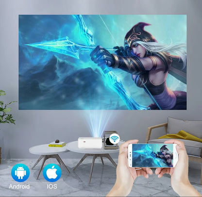 WZATCO Nuevo Proyector D5 1080P 5G WiFi Android Enfoque Digital Inteligente Full HD Proyector LED Video Cine en Casa Proyector LCD Beamer