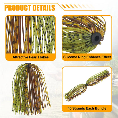12Pcs Silicone Skirts Fishing Lure for Fishing Jig heads hooks Spinnerbait Buzzbait Bass Trout Fly Tying fishing Accessories
