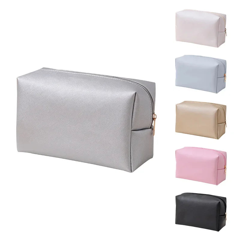 Small Makeup Bag PU Leather Travel Cosmetic Pouch Toiletry Bag for Women Portable Water-Resistant  Personalized Embroidery