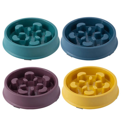 Pet Dog Bowl Slow Food Feeder Non-slip Anti Choking Cat Thickened Plastic Plate Bowls Healthy Anxiety Relief Dish Pet Supply
