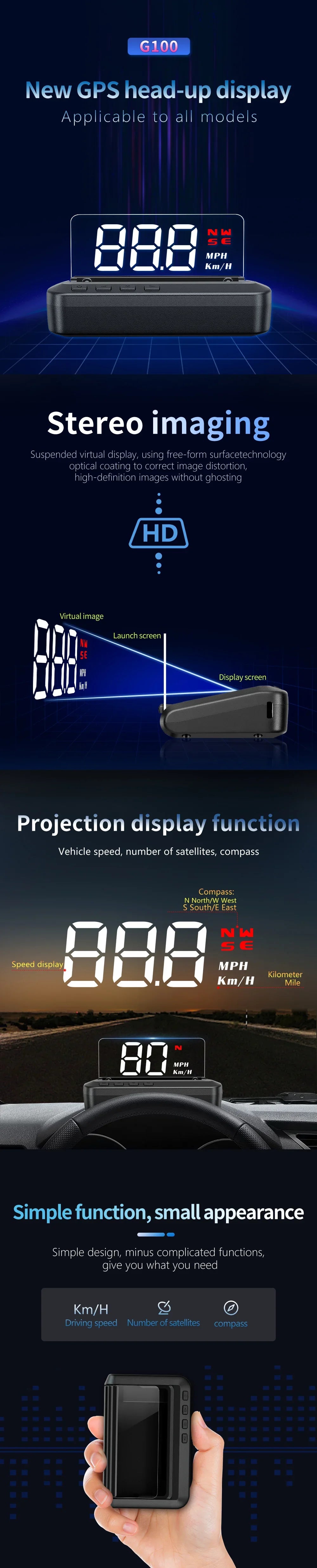 Smart Head Up Display OBD2 GPS Digital Speedometer Direction System Tachometer Projector Water Temp Voltage Turbo Security Alarm