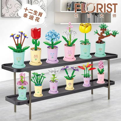Adults Mini Flower Bouquet Particles Building Blocks for Children Girls 6 to 14 Years Old Assembly Bricks Constructor Set Gifts