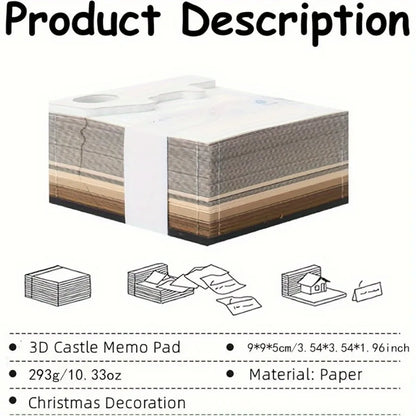 2025 3D Castle Paper Sculpture Desk Calendar Magic Castle Memo Pad Tear-Away Notepad DIY Craft Gifts for Home Office School