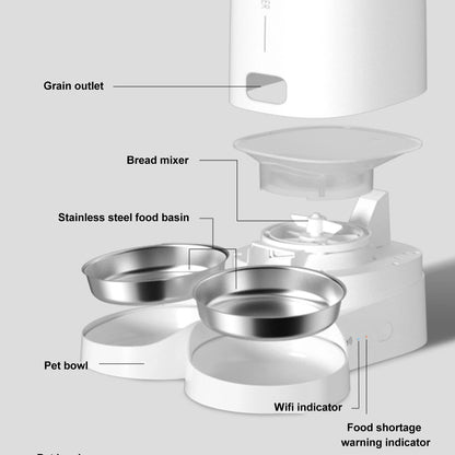 4L Automatic Smart Pet Feeder for Cats & Dogs Single/Dual Bowls Optional Stainless Steel Bowl Key/Wifi App Control