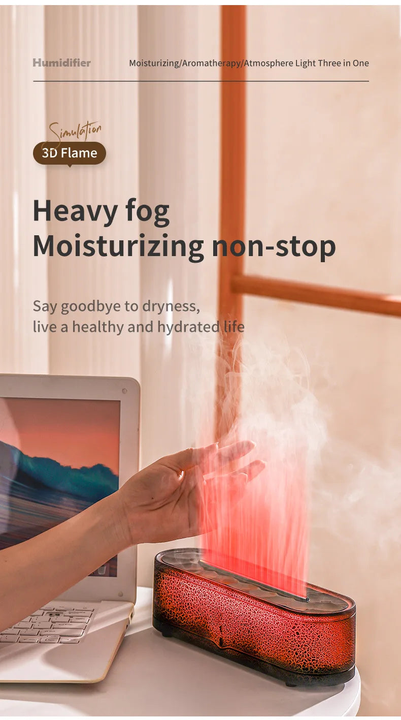 Rainbow Aroma Diffuser Fire Flame USB Air Humidifier for Home Room Fragrance Essential Oil Diffuser Remote Control Aromatherapy