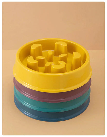Pet Dog Bowl Slow Food Feeder Non-slip Anti Choking Cat Thickened Plastic Plate Bowls Healthy Anxiety Relief Dish Pet Supply