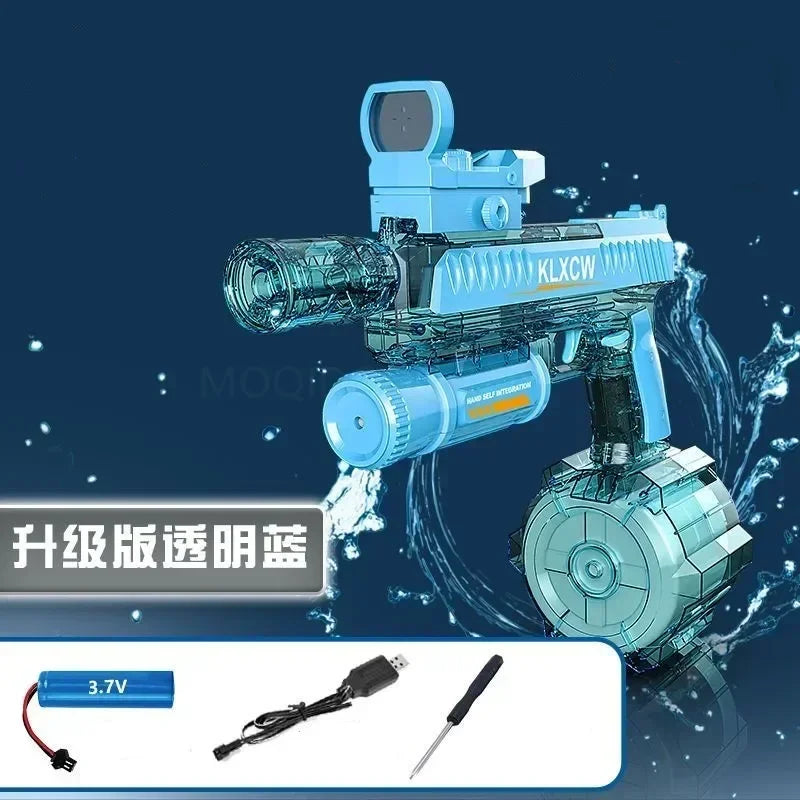Pistola de agua automática de juguete con doble LED, pistola de agua eléctrica para disparar Glock, juguetes de piscina para playa para niños, regalos para adultos