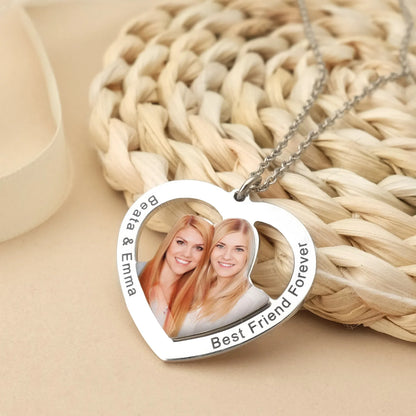 Personalized Photo Necklaces Custom Name Necklace Heart Pendant Chain Jewelry for For Lovers Family Friend Anniversary Gift