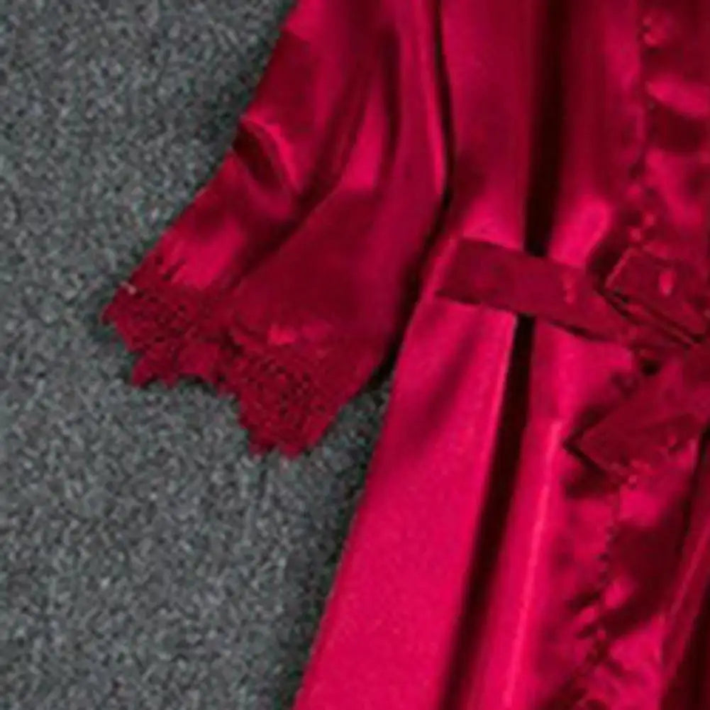 5 Pieces Pajamas Set Satin Home Pyjama Women Nightdress Lace Robe Sleep Suit Cami Vest Cardigan Trouser Sleepwear Gown Lingerie