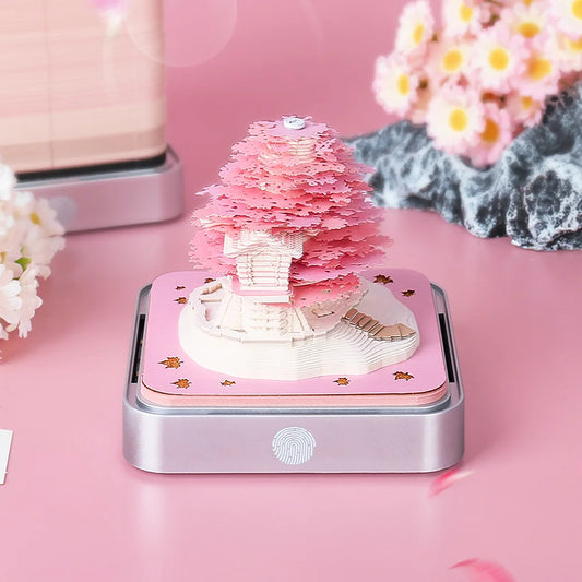 2024 Calendar Memo Pad With LED Lights,Time Piece Calendar,Creative Desk Calendar DIY Paper Carving Art Craft Desktop Decoration