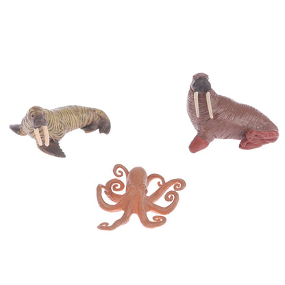 Simulation Marine Life Action Figures Ocean Animal Model Educational Toys Cake Topper,Collection Gift Shark Dolphin Hammerhead