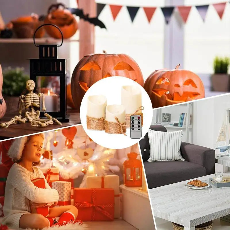 3Pcs Flameless Led Candle with Remote and Timer Candles Flickering Realistic For Home Christmas Party Wedding(without battery)