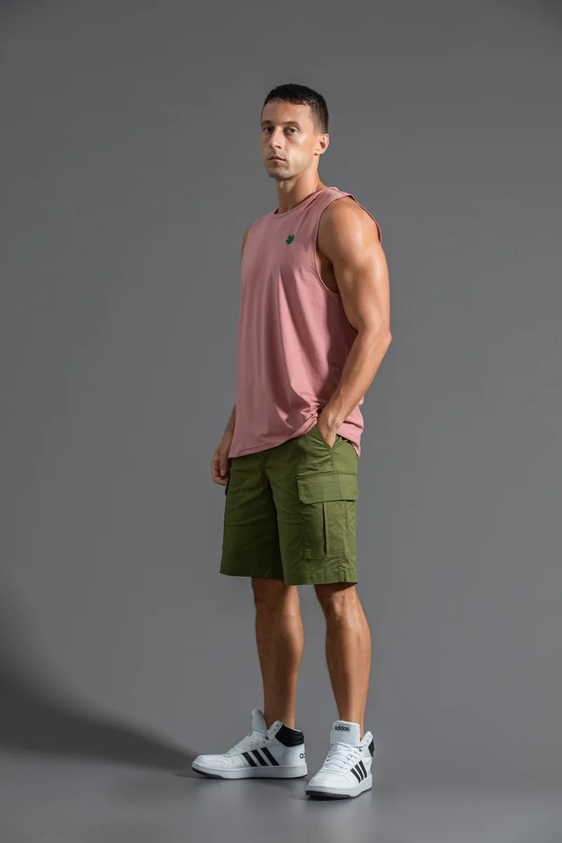 Plus Size Men's Sport Fitness Vest Cotton Trendy Sleeveless T-Shirt Shoulder Vest Casual Top Clearance Special Price