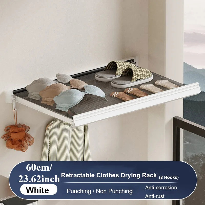 Balcony Drying Racks Foldable Multifunctional Stainless Steel Sock Drying Shelf Window Retractable Drying Clothes And Shoes Rack