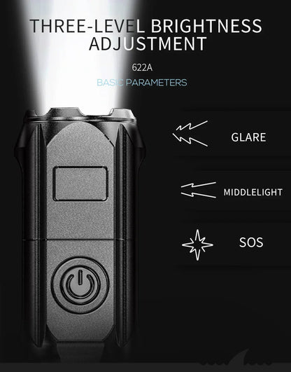 Outdoor Strong Lighting Flashlight Work Light Highlight Rechargeable Zoom Tactical Outdoor Night Camping Portable LED Torch Lamp