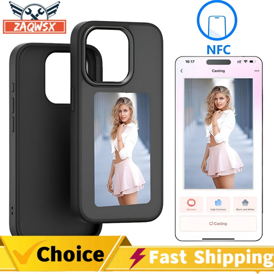 NFC Function Phone Case 3.7 Inches Screen Display Mob for IPhone 13 14 15 Wireless Transmission Screen Projection Phone Case